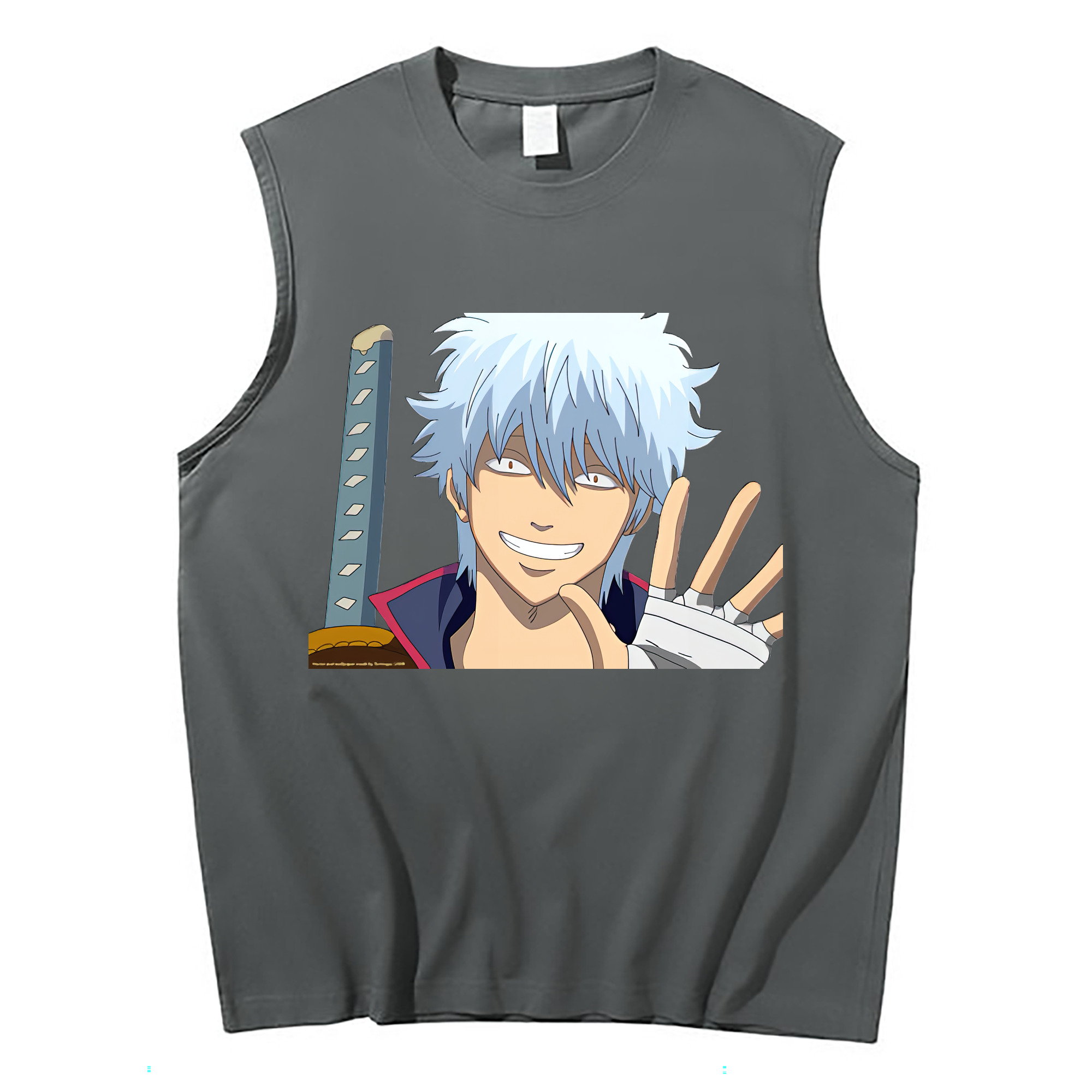 （画像用） ぎんたま 坂田銀時（さかたぎんとき） 神楽 志村新八（しむら しんぱち） GINTAMA Sakata Gintoki Kagura Shimura Shinpachi コットン100％タンクトップ（フロントプリント）